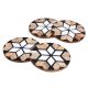 Round Tea Coaster Wood Flower Pattern Resin CoasterÂ In Set Of 4